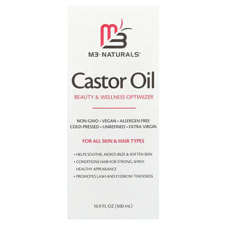 M3 Naturals, Olio di ricino, per tutti i tipi di pelle e capelli, 500 ml