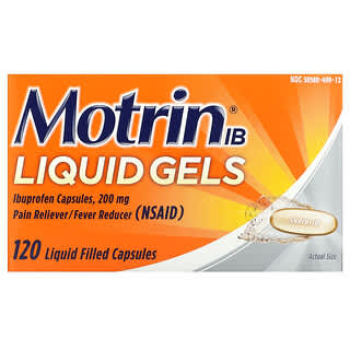 Motrin, Líquido en gel, Cápsulas de ibuprofeno, 200 mg, 120 cápsulas con relleno de líquido