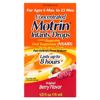 Motrin, Gotas concentradas para bebés, De 6 meses a 23 meses, Baya original, 15 ml (1/2 oz. líq.)