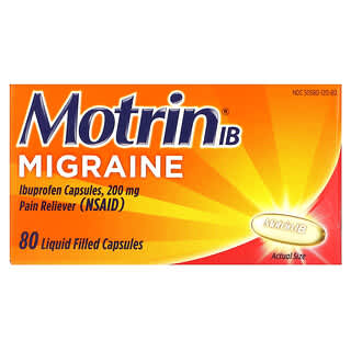 Motrin, Enxaqueca, Cápsulas de Ibuprofeno, 200 mg, 80 Cápsulas Preenchidas com Líquido