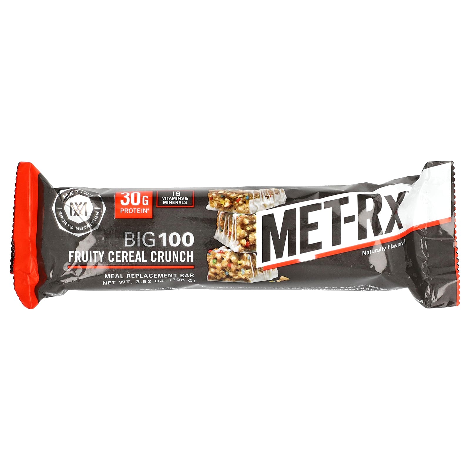 MET-Rx, Big 100, Meal Replacement Bar, Fruity Cereal Crunch, 9 Bars, 3. ...