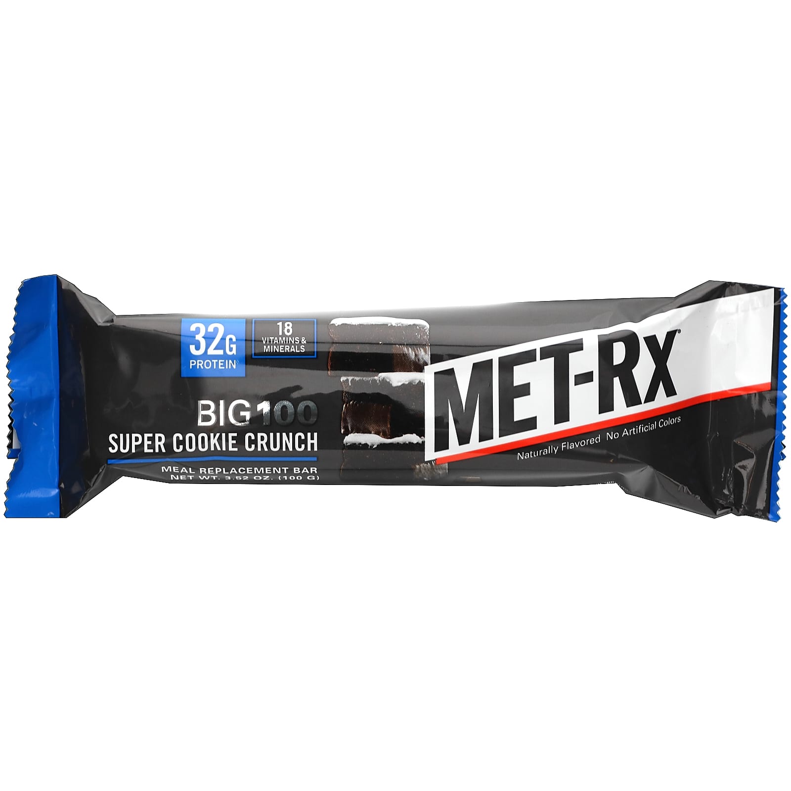 METRx, Big 100, Meal Replacement Bar, Super Cookie Crunch, 9 Bars, 3.