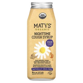 Maty's‏, סירופ שיעול אורגני ללילה, לגילאי 12 ומעלה, 177 מ“ל (6 אונקיות נוזל)