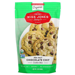 Miss Jones Baking Co, Mezcla para galletas orgánicas, Chispas de chocolate con sal marina, 369 g (13 oz)