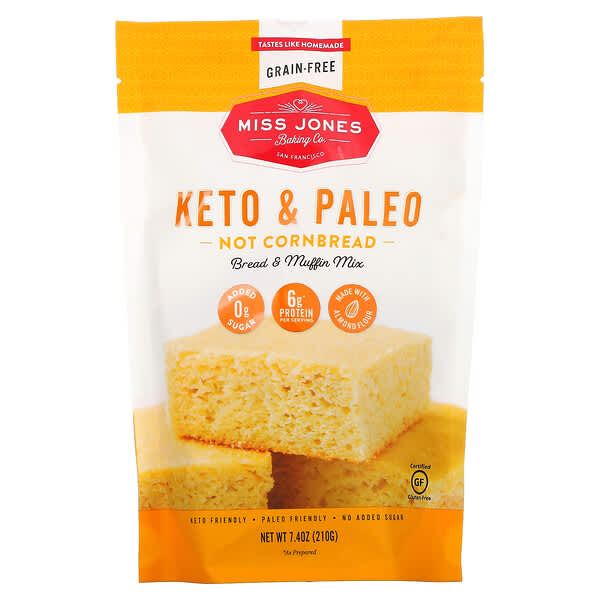Miss Jones Baking Co, Keto & Paleo, Nicht-Maisbrot-Brot-Muffin-Mix, 210 g (7,4 oz.)