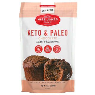 Miss Jones Baking Co, Кето и палео, смесь для шоколадных маффинов и капкейков, 300 г (10,57 унции)