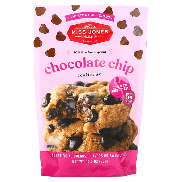 Miss Jones Baking Co‏, 100 Whole Grain Chocolate Chip Cookie Mix, 13