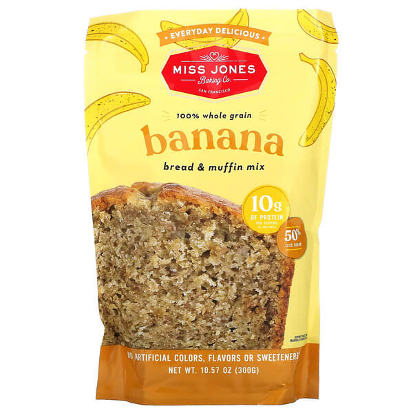 Miss Jones Baking Co, 100 Whole Grain Banana Bread & Muffin Mix, 10.57