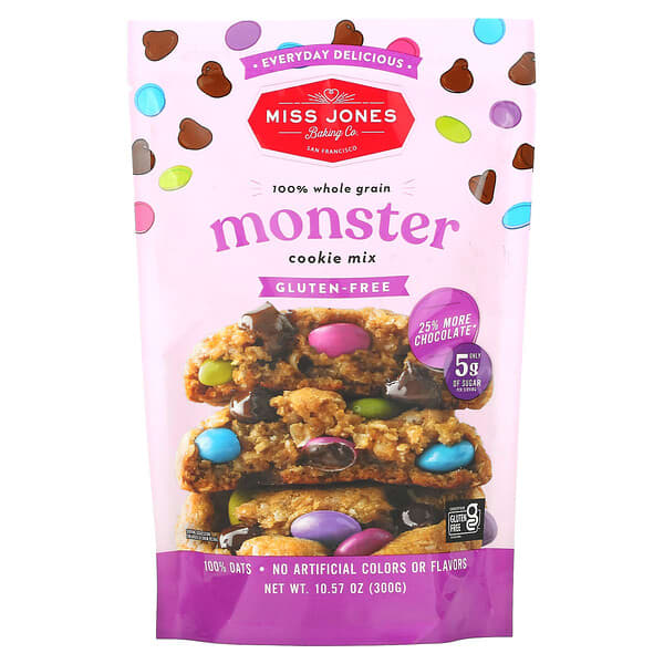 Miss Jones Baking Co, 100 Whole Grain Monster Cookie Mix, 10.57 oz (300 g)