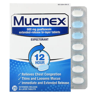 موسينكس‏, Mucinex ، 20 قرصًا ثنائي الطبقة ممتد المفعول