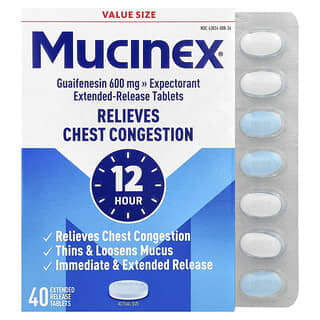 Mucinex, 600 mg, 40 comprimidos de liberación prolongada con dos capas