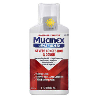 Mucinex, Fast-Max Congestión y tos graves, Concentración máxima, Para mayores de 12 años`` 180 ml (6 oz. Líq.)