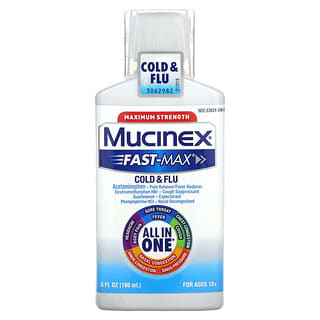Mucinex, Fast-Max Cold & Flu, Maximum Strength, Ages 12+, 6 fl oz (180 ml)