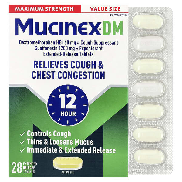 Mucinex, Mucinex DM, 28 Extended-Release Bi-Layer Tablets