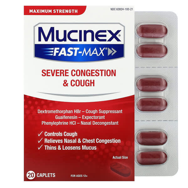 Mucinex Fast-Max สำหรับเด็กอายุ 12 ปีขึ้นไป บรรจุ 20 เม็ด