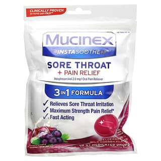 Mucinex, InstaSoothe, Halsschmerzen + Schmerzlinderung, Holunder und Wildkirsche, 40 medizinische Tropfen