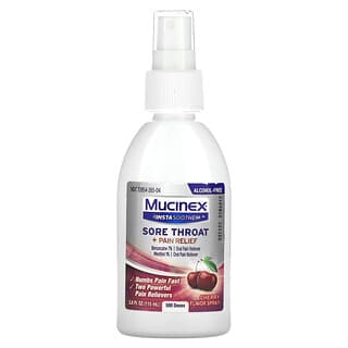 Mucinex, InstaSoothe Sore Throat + Pain Relief Spray, Cherry, 3.8 fl oz (115 ml)