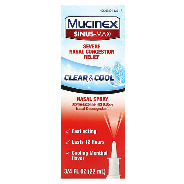 Mucinex, SinusMax, Severe Nasal Congestion Relief, Clear & Cool, 0.75