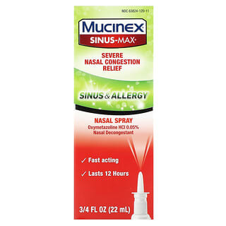Mucinex, Sinus-Max, средство для устранения заложенности носа, 22 мл (0,75 жидк. унции)