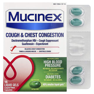 Mucinex, Öksürük ve Göğüs Tıkanıklığı, Hızlı Salınımlı, 16 Sıvı Jel