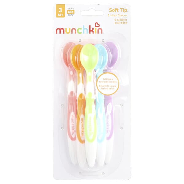 Munchkin, Cucharas Soft-Tip™ para bebés de 3 meses en adelante, 6 unidades