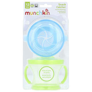 Munchkin, Snack Catcher™, Dispensadores de bocadillos, 12 meses en adelante, Verde claro, Azul claro, Paquete de 2