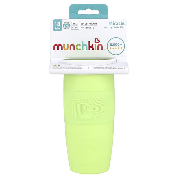 Munchkin, Miracle® 360° 컵, 18개월 이상, 라이트 그린, 414ml(14oz)