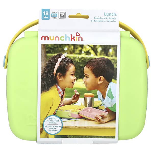 Munchkin, 점심™, 도시락 포함, 18개월 이상, 그린, 3종 세트