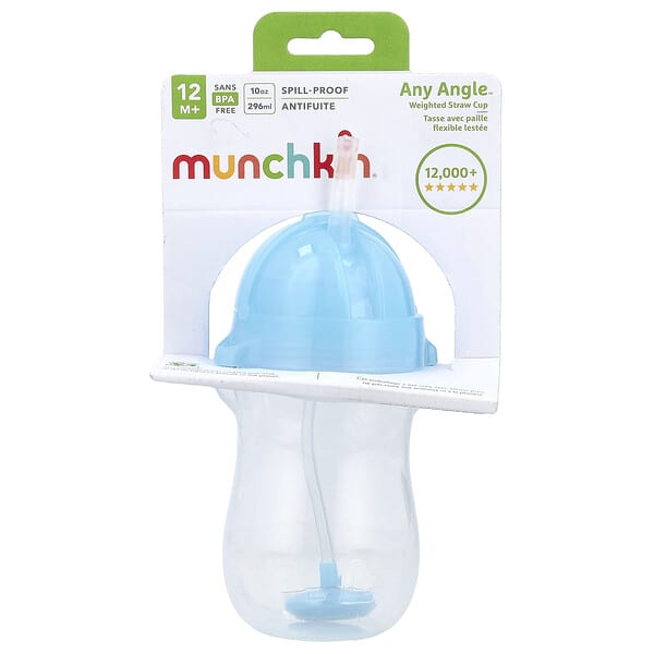 Munchkin, AnimalAngle™, 빨대컵, 12개월 이상, 라이트 블루, 296ml(10oz)