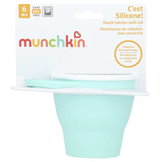 Munchkin, C'est Silicone!™, Recipiente para atrapar bocadillos con tapa, 6 meses en adelante, Menta, 1 unidad