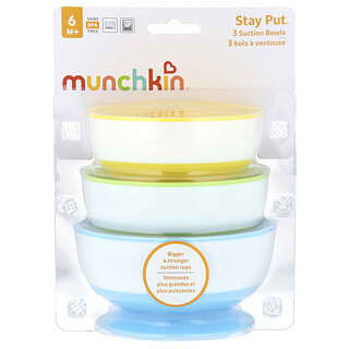 Munchkin, Tazones con ventosa Stay Put™, 6 meses en adelante, 3 tazones