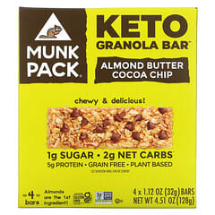 Munk Pack, 生酮格蘭諾拉麥片棒，杏仁脂可可碎，4 根，每根 1.12 盎司（32 克）