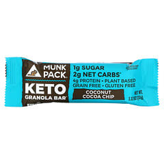 Munk Pack, Barra de granola cetogénica, Coco y cacao en chispas, 4 barras, 32 g (1,12 oz) cada una