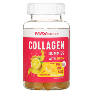 MAV Nutrition, Collagen Gummies with Biotin, Yummy Lemon, 60 Gummies