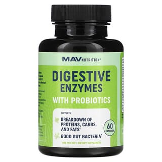 MAV Nutrition, Enzimas digestivas con potentes cepas probióticas, 60 cápsulas vegetales