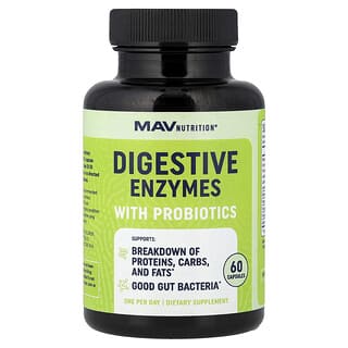 MAV Nutrition, Enzimas digestivas con potentes cepas probióticas, 60 cápsulas vegetales
