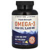 Aceite de pescado con omega-3, Triple concentración, Limón natural, 120 cápsulas blandas