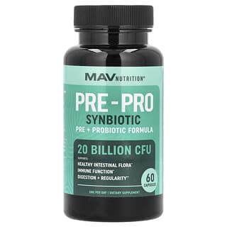 MAV Nutrition, Pré-Pro, Prébiotiques + Probiotiques, 60 capsules végétales