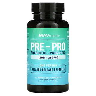MAV Nutrition, Pré-Pro, Prébiotiques + Probiotiques, 60 capsules végétales