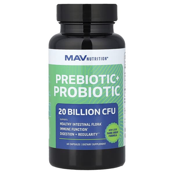 MAV Nutrition, Pre-Pro, Präbiotikum + Probiotikum, 60 pflanzliche Kapseln