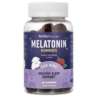 MAV Nutrition, Gomitas con melatonina para niños, Frambuesa deliciosa, 60 gomitas