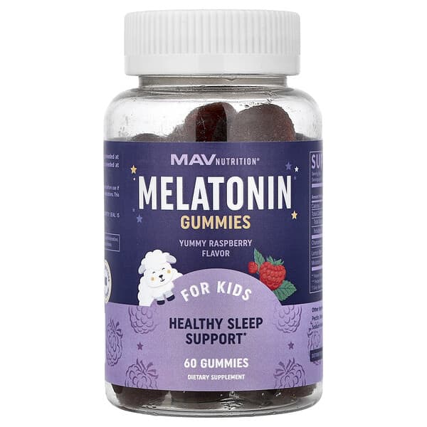 MAV Nutrition, Melatonin Gummies, For Kids, Yummy Raspberry, 60 Gummies — product photo 1