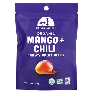 Mavuno Harvest, Bouchées de fruits à mâcher biologiques, Mangue et piment, 55 g