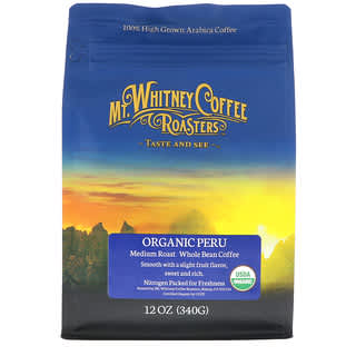 Mt. Whitney Coffee Roasters, Organic Peru, Café em Grão Integral Torrado Médio, 340 g (12 oz)