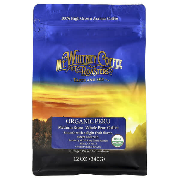Mt. Whitney Coffee Roasters, 유기농 페루, 원두커피, 미디엄 로스트, 340g(12oz)
