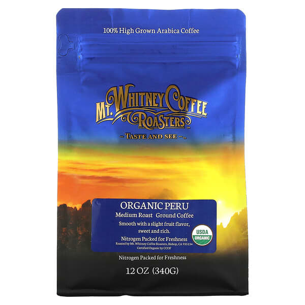 Mt. Whitney Coffee Roasters, オーガニックペルー（Organic Peru）, 挽いたミディアムローストコーヒー, 12オンス（340 g）