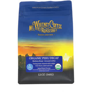 Mt. Whitney Coffee Roasters, قهوة مطحونة عضوية من بيرو، منزوعة الكافيين، تحميص متوسط، 12 أونصات (340 جم)
