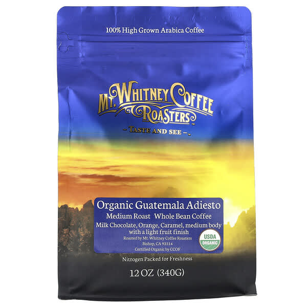 Mt. Whitney Coffee Roasters, 유기농 과테말라 아디에스토, 원두커피, 미디엄 로스트, 340g(12oz)