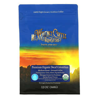 Mt. Whitney Coffee Roasters, Premium Organic Decaf Colombian, Ground Coffee, Medium Roast, 12 oz (340 g)