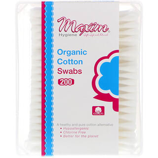 Maxim Hygiene Products, Hisopos de Algodón Orgánico, 200 Unidades